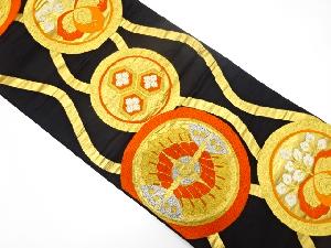 アンティーク　立涌に向かい蝶・桐模様織り出し袋帯（着用可）